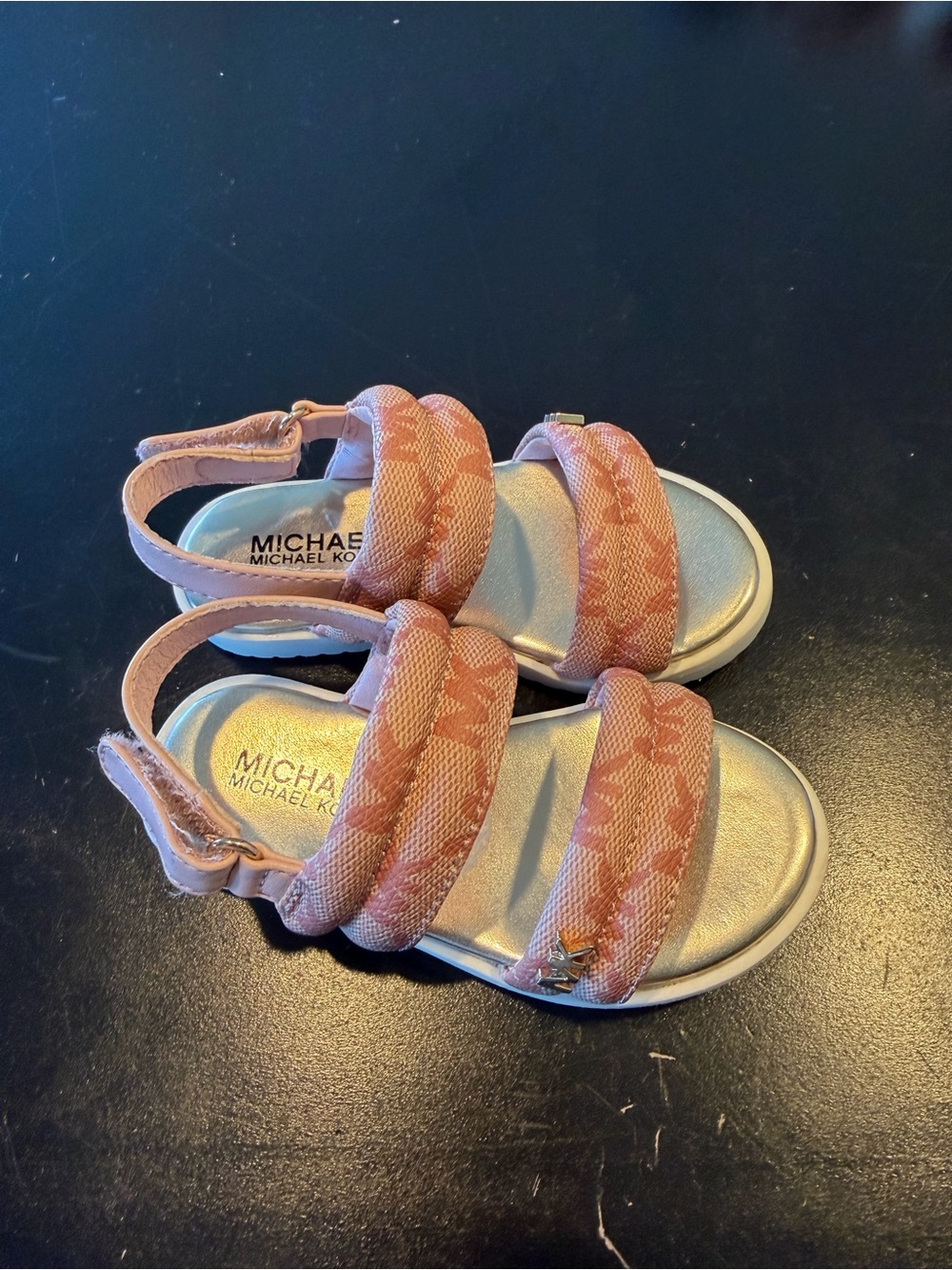 Michael Kors Pink Patterned Padded Strap Kids Sandals